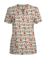 Cute Santa Teeth and Tooth Fairy Medical Scrub Top