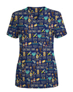 God Says I Am Pharmacist Scrub Top