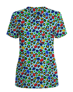 Autism Awareness Leopard Puzzle Piece Nurse Scrub Top