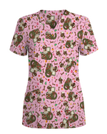 Cute Christmas Dog Medical Scrub Top