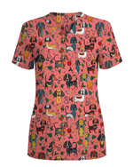Dachshund Christmas Holiday Nursing Scrub Top