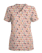 Cute Cat Nurse Heart Medical Scrub Top