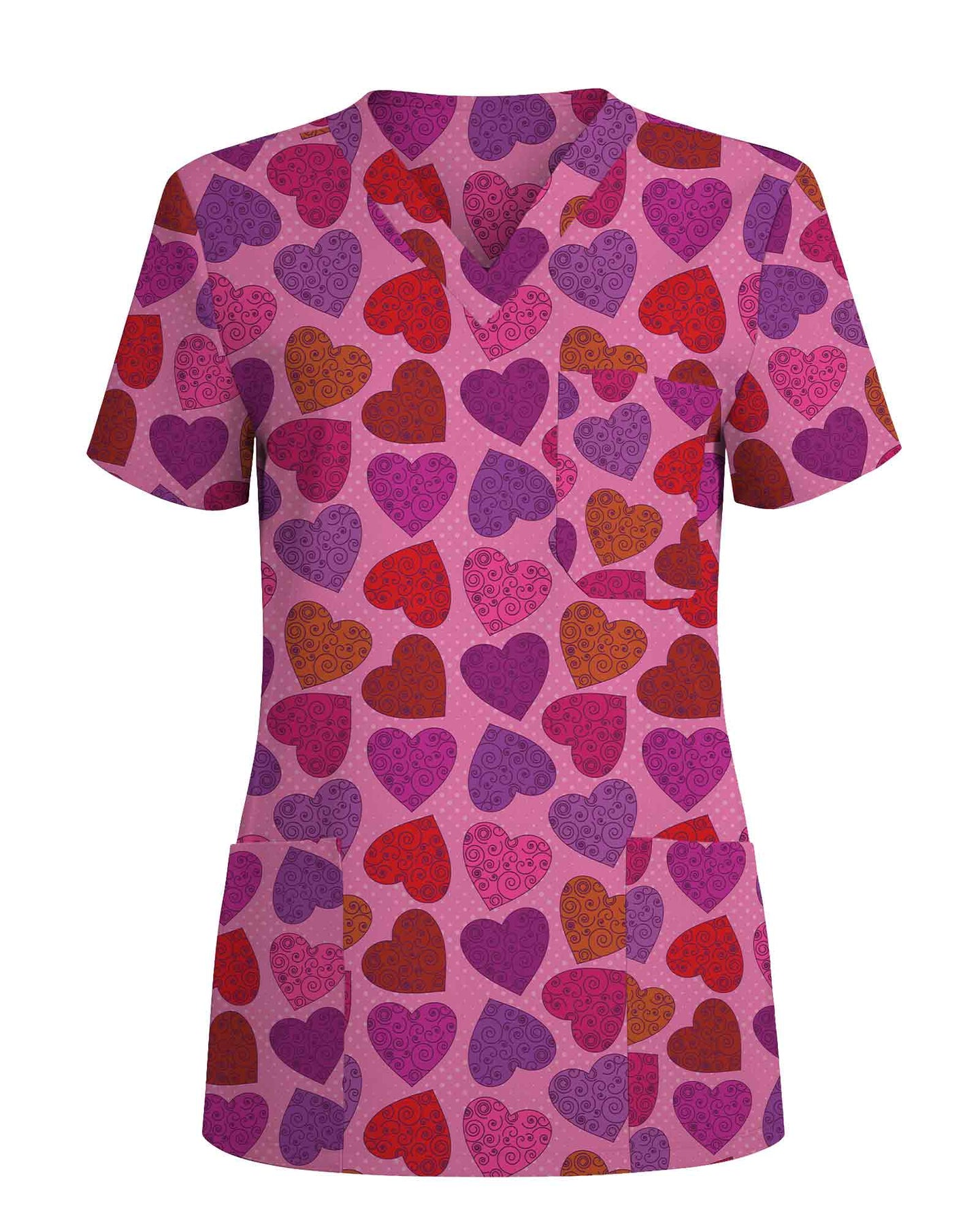 Swirling Hearts Valentine Medical Scrub Top