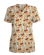 Thanksgiving Be Kind Turkey Medical Scrub Top