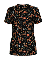 Oh Deer Christmas Holiday Nursing Scrub Top