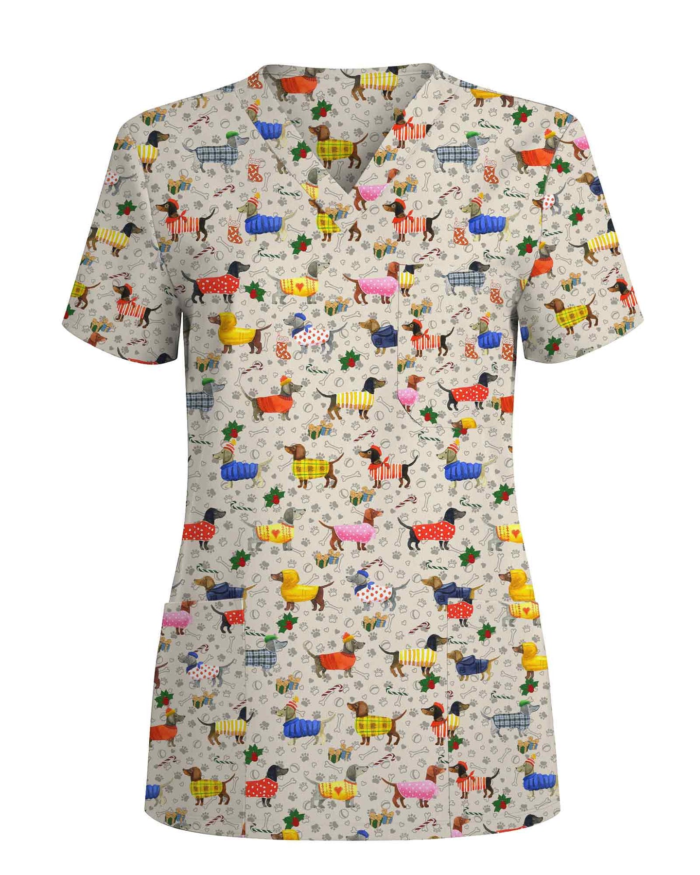 Colorful Dachshund Scrub Top