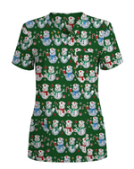 Funny Diamond Snowman Holiday Medical Scrub Top