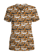 Adorable Mummy Wiener Dog Medical Scrub Top