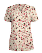 Dachshund Valentine Heart Scrub Top