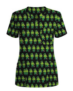 Lucky Shamrock Leprechaun St. Patrick's Day Scrub Top