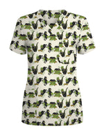 Black Cat Leprechaun Hat Medical Scrub Top