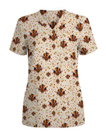 Thanksgiving Turkey Fall Scrub Top