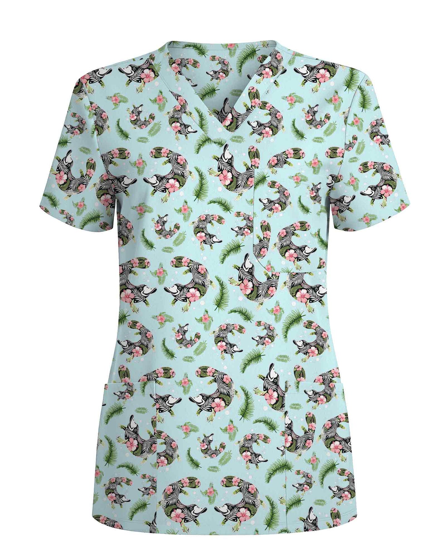 Platypus Tropical Floral Scrub Top