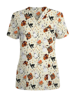 Cute Halloween Ghost Nurse Medical Scrub Top