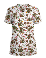Cute Christmas Dog Medical Scrub Top