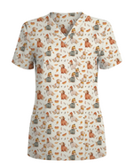 Autumn Dachshund Sweater Weather Nurse Scrub Top