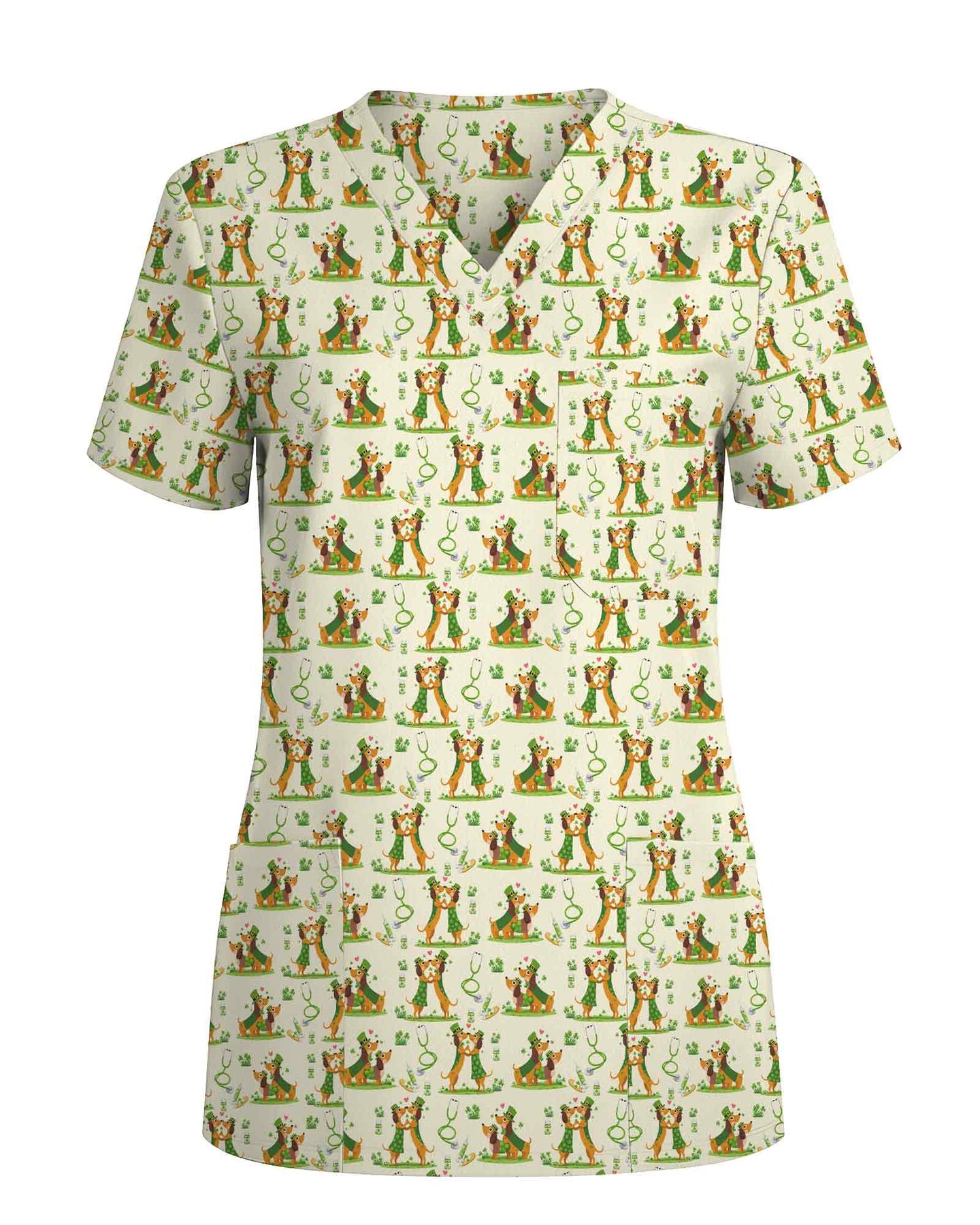 Cute Dachshund Heart Scrub Top