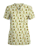 Cute Dachshund Heart Scrub Top