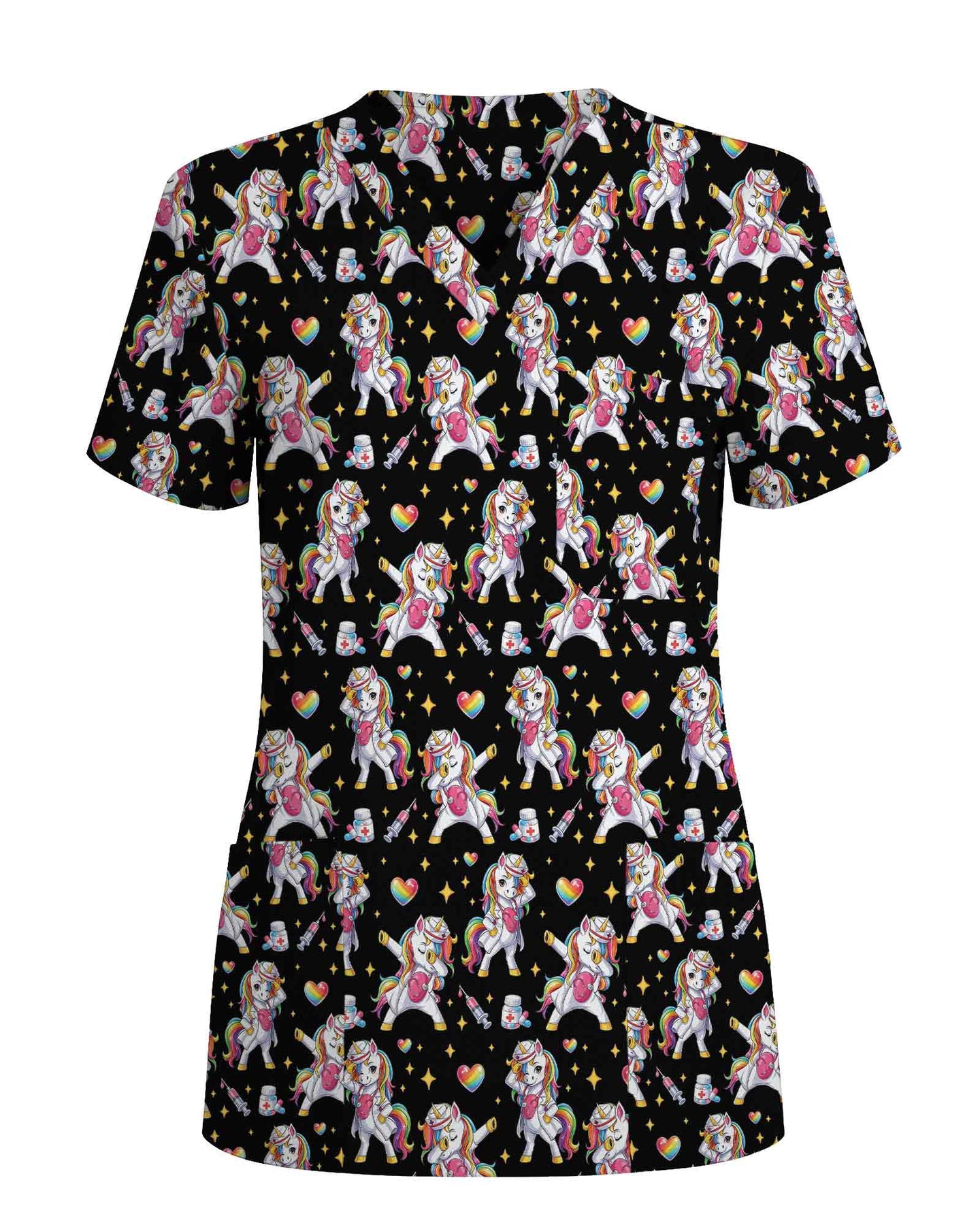 Cute Dabbing Unicorn Medical Scrub Top