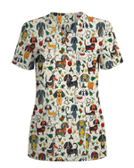 Dachshund Christmas Holiday Nursing Scrub Top