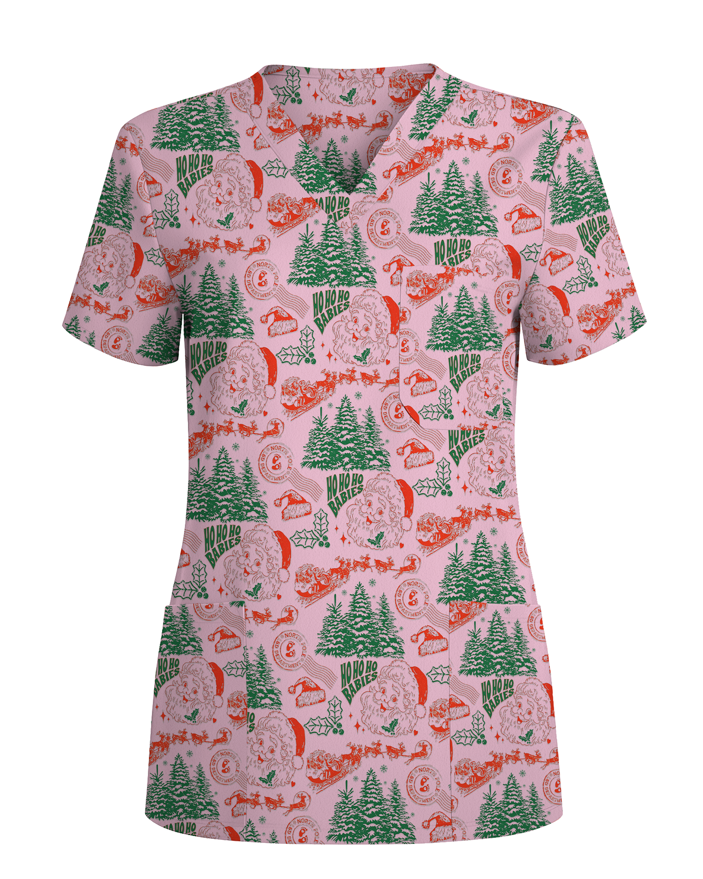 Funny Ho Ho Ho Babies Christmas Scrub Top