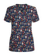 Cute Santa Teeth and Tooth Fairy Medical Scrub Top
