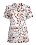 Spooky Cute Ghost Nurse Halloween Scrub Top