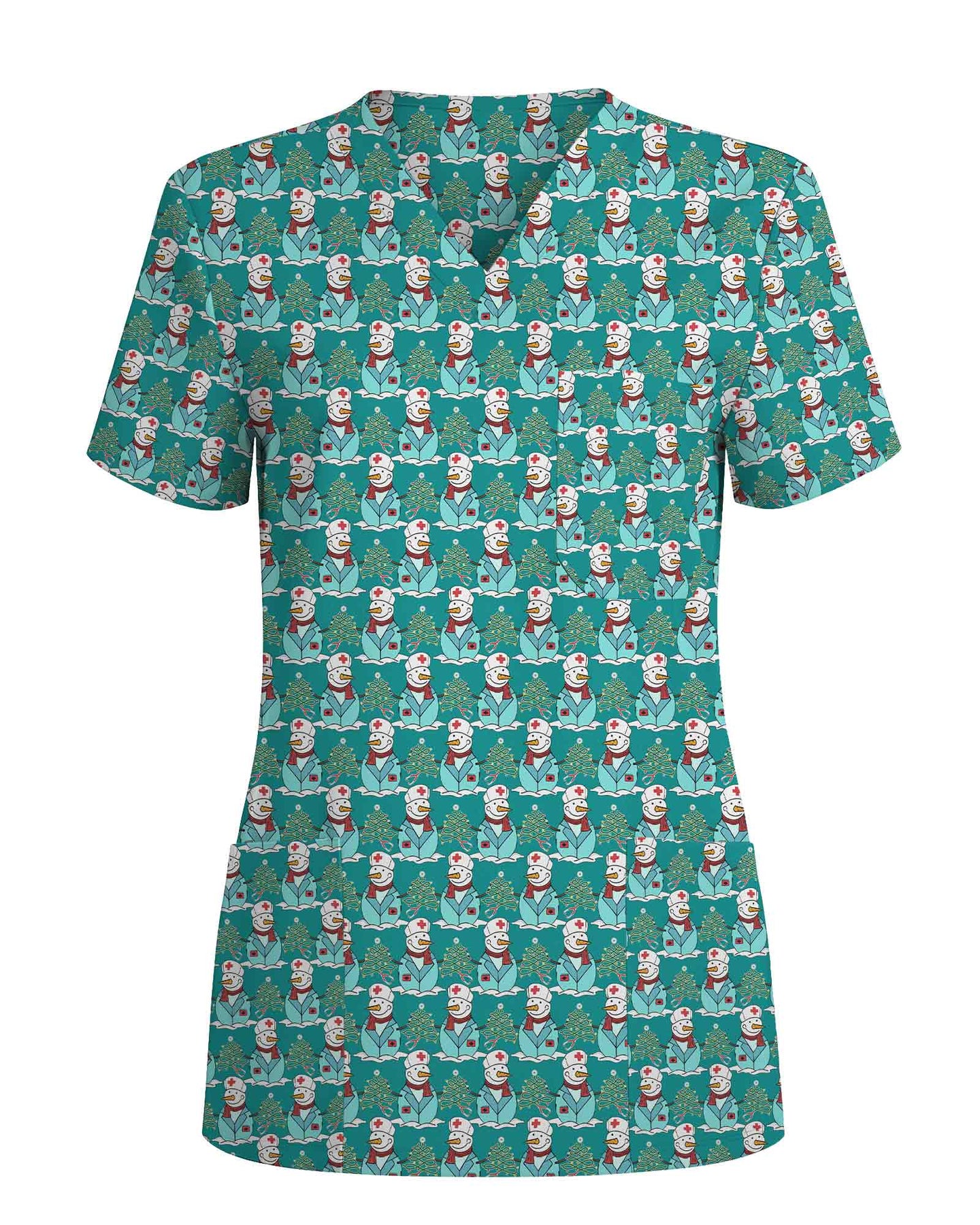 Christmas Nurse Snowman Scrub Top