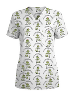 Cute Frog Riding Scooter Medical Scrub Top