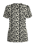 Playful Black Cats Cute Nurse Scrub Top