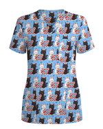 Merry Xmas Nurse Six Seven Cat Scrub Top