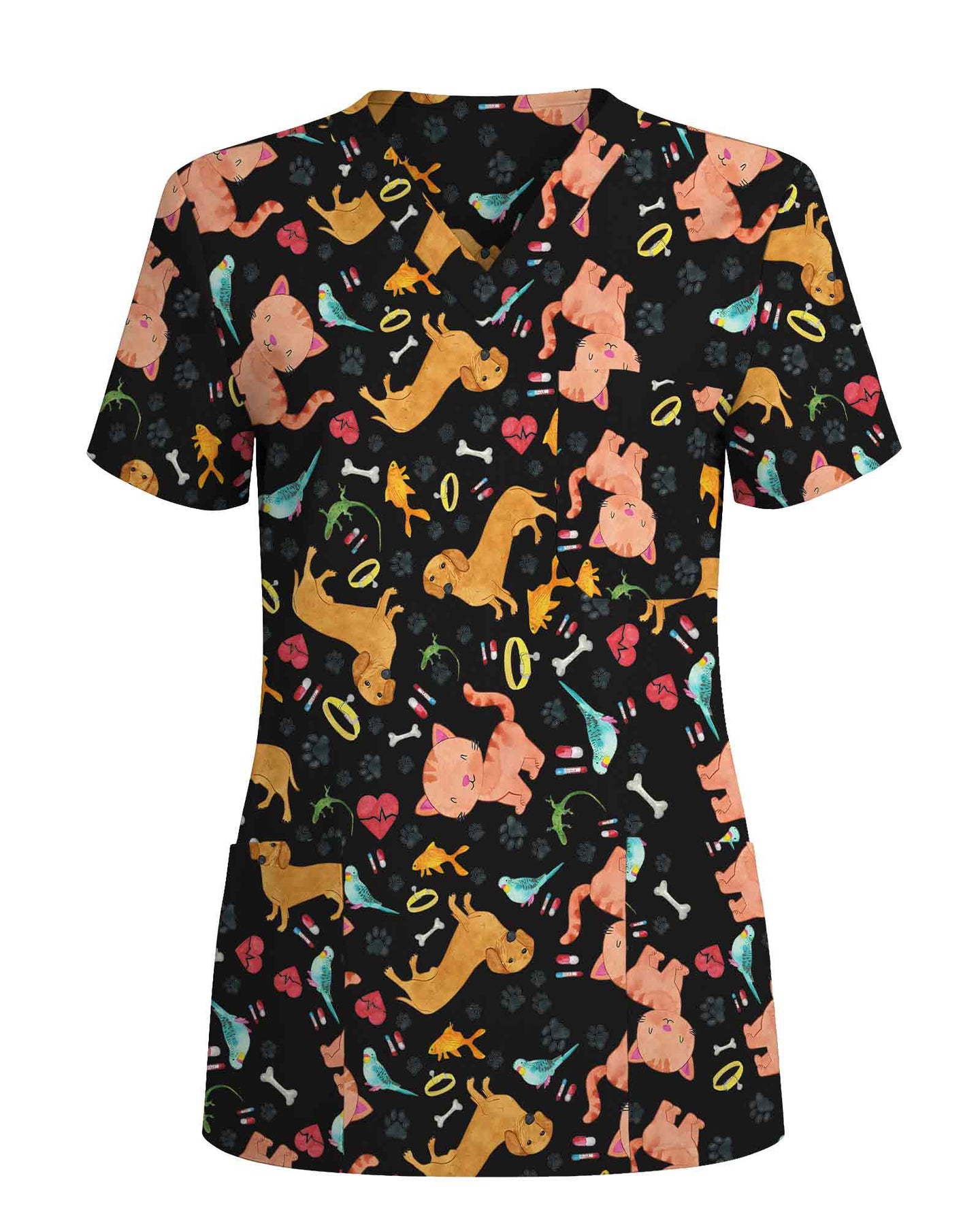 Playful Cats & Dogs Vet Life Scrub Top