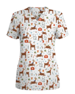 Oh Deer Christmas Holiday Nursing Scrub Top