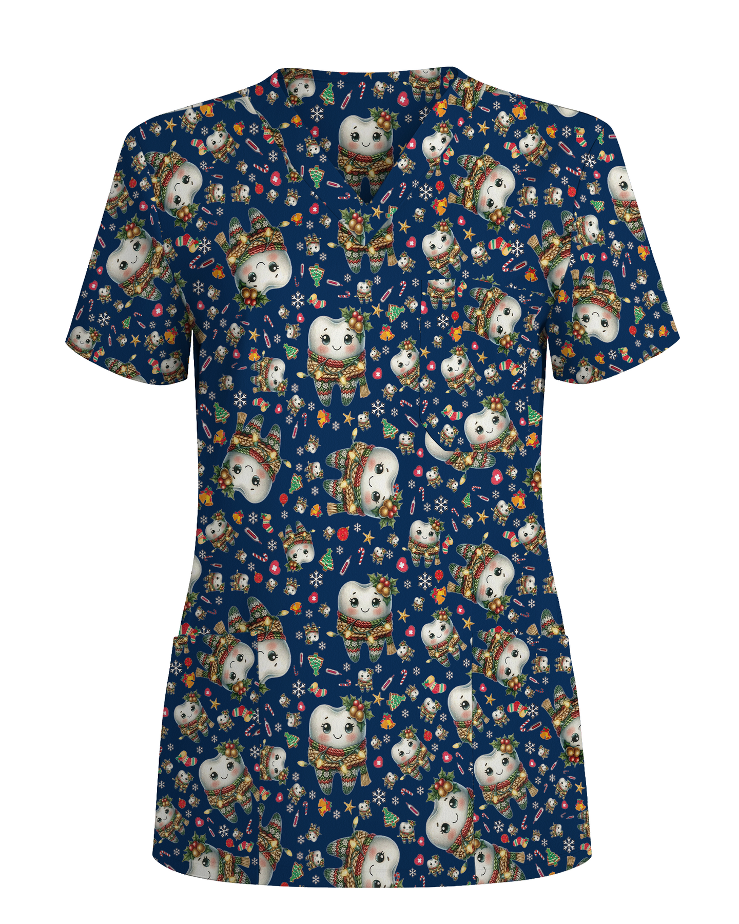 Cute Dental Christmas Scrub Top