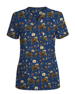 Cute Christmas Turtle Medical Scrub Top