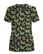 Neon Tie-Dye Butterfly Magic Nurse Scrub Top