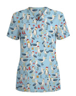 Cute Seagull Crew Medical Nursing Scrub Top
