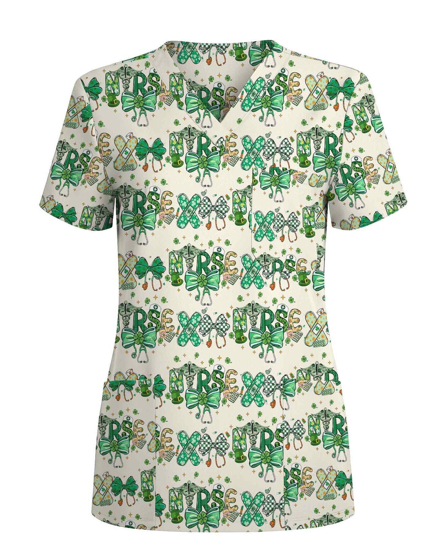 St. Patrick's Day Lucky Nursing Scrub Top