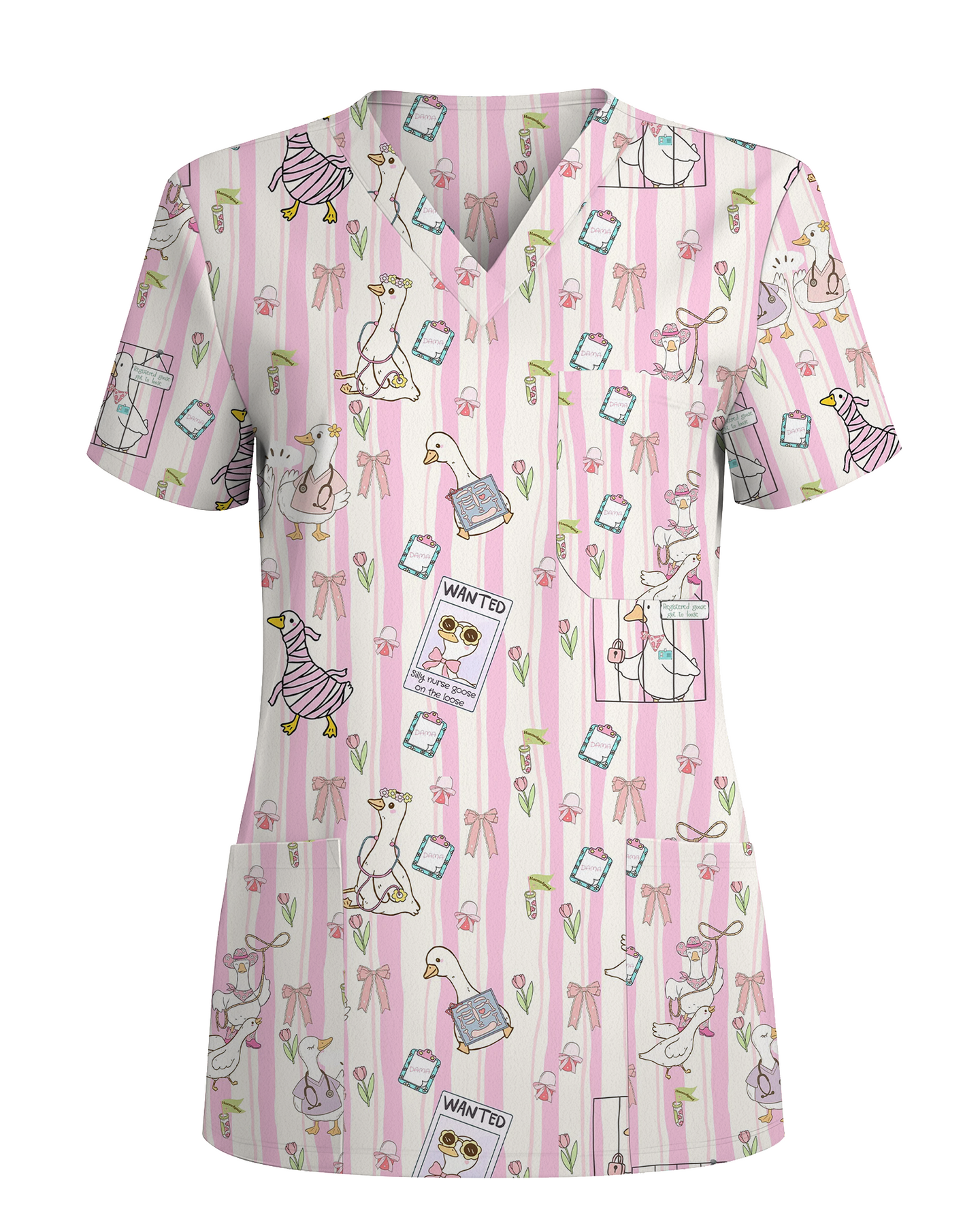Silly Nurse Goose On The Loose Scrub Top