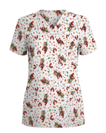 Funny Christmas Lobster Holiday Medical Scrub Top