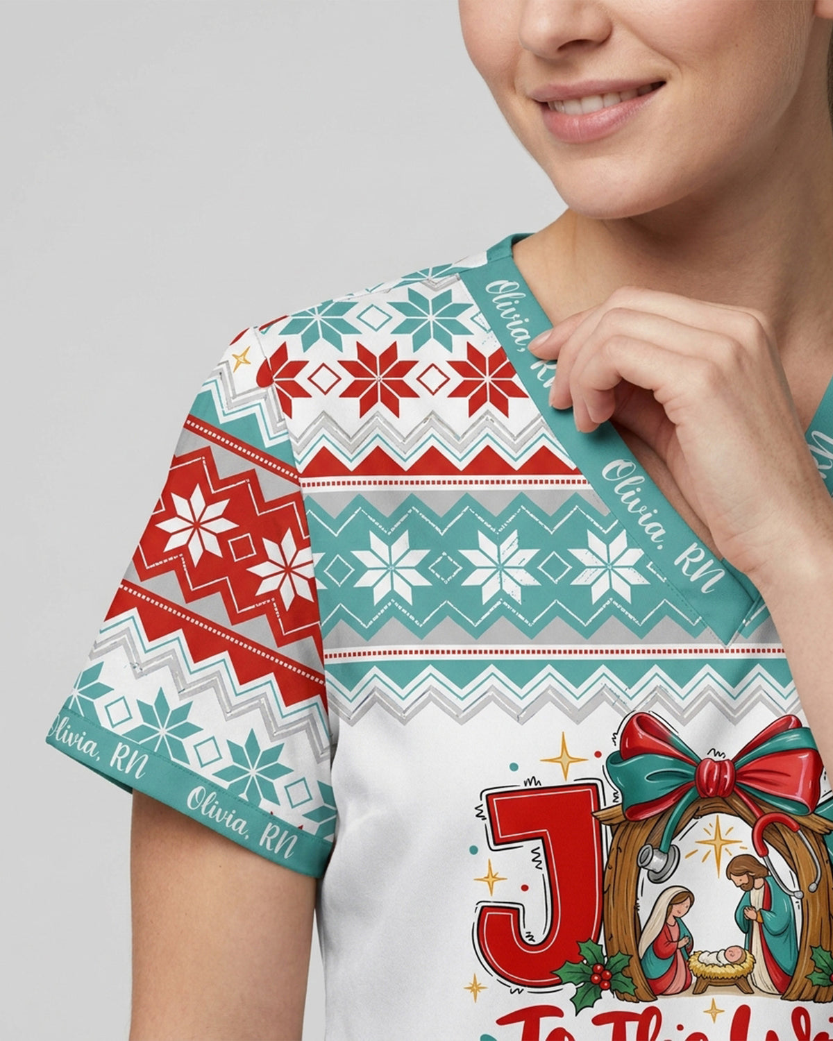 Personalized Text Joy To The World Jesus Christmas Gift For Nurse Top