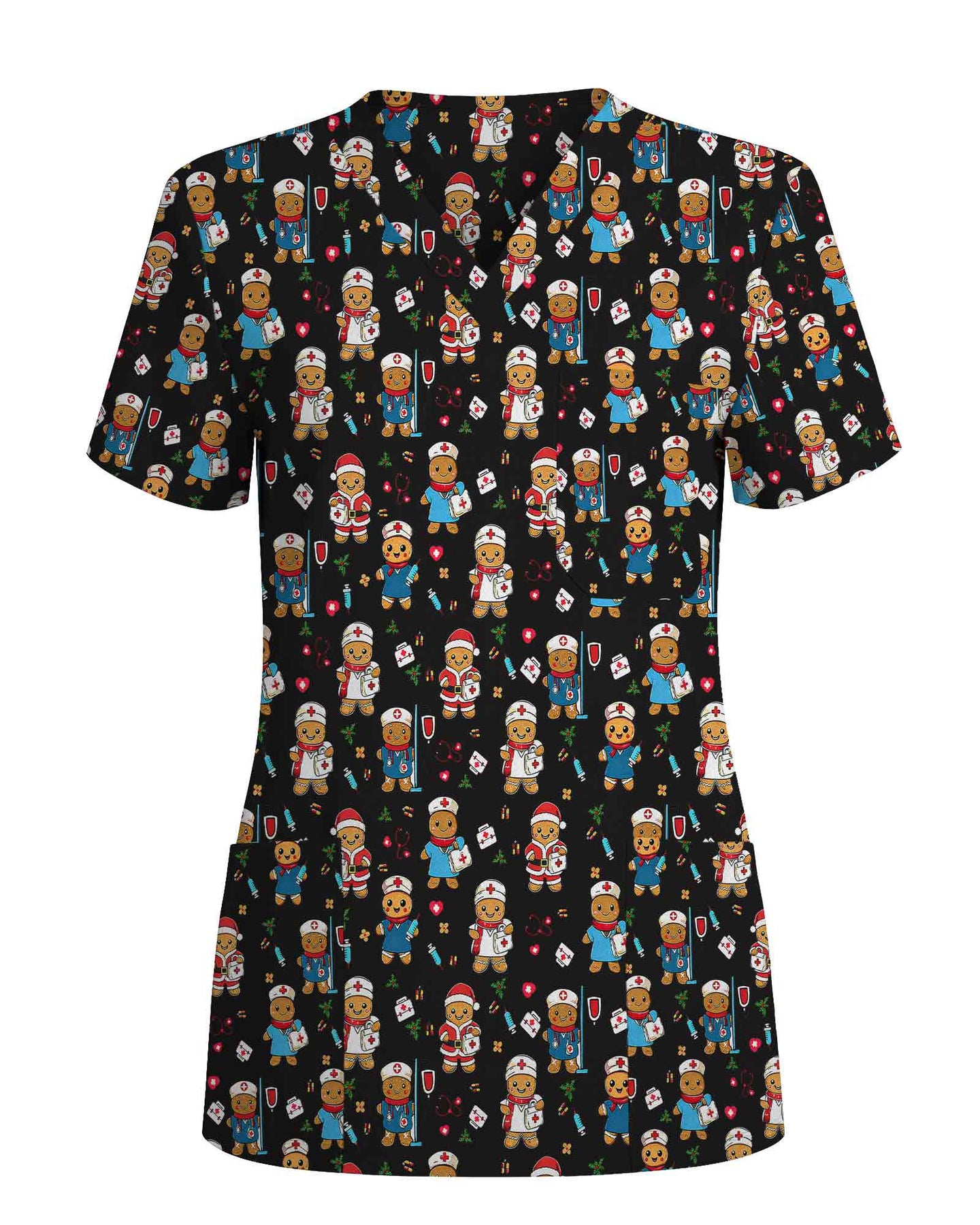 Gingerbread Nurse Scrub Top