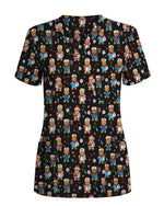 Gingerbread Nurse Scrub Top