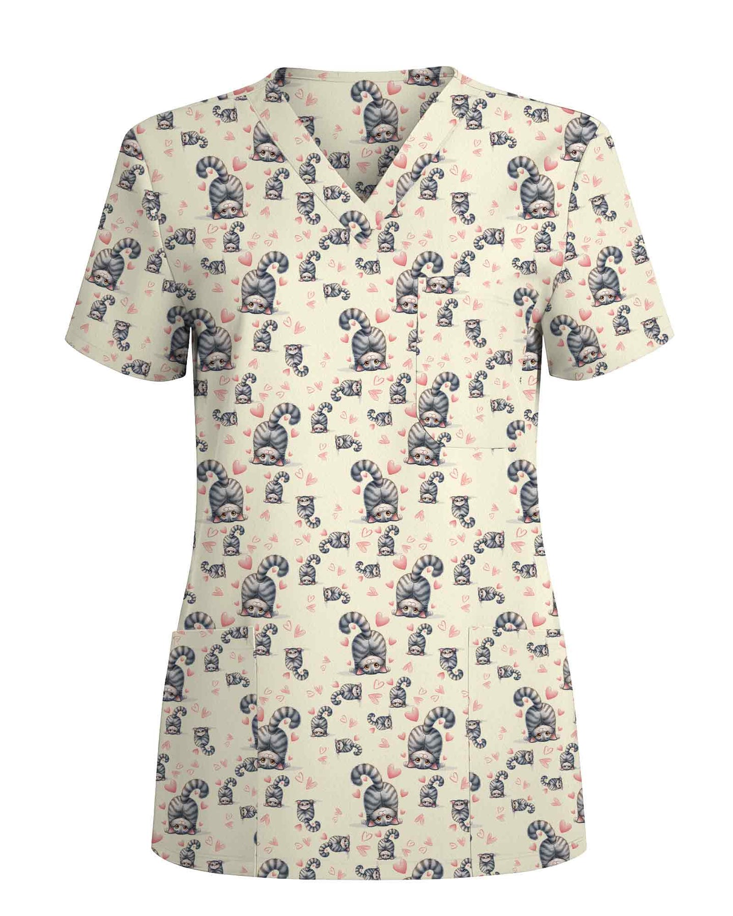 Adorable Cat Scrub Top