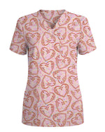 Vintage Heart Valentine Medical Scrub Top