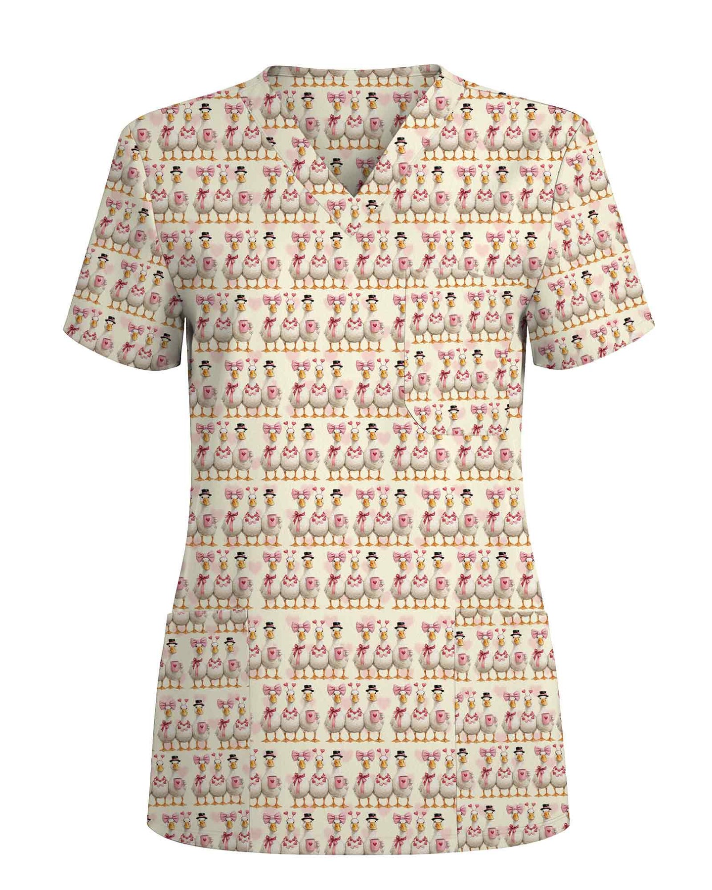 Romantic Goose Coquette Medical Scrub Top