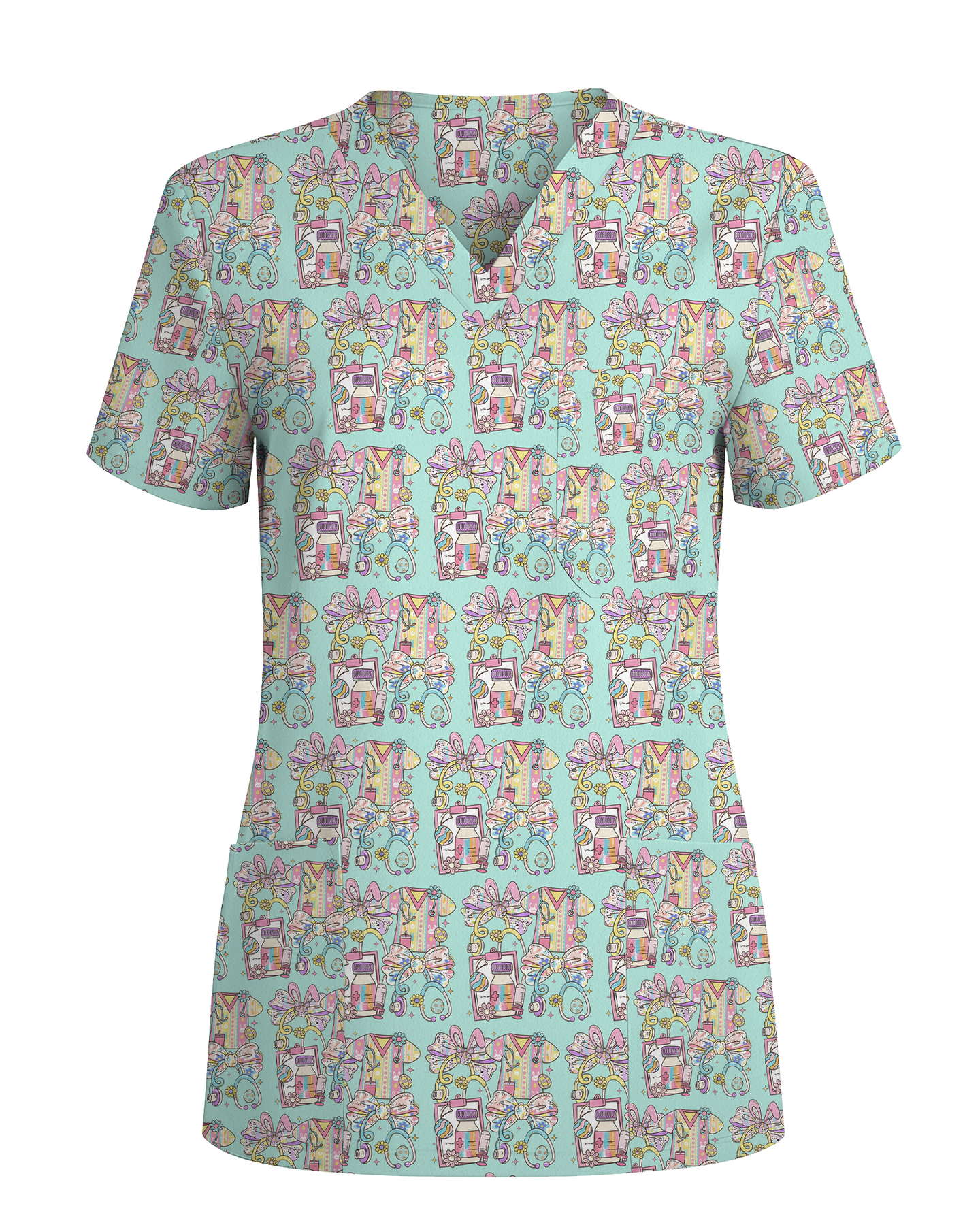 Pastel Medical Tools Medical Scrub Top