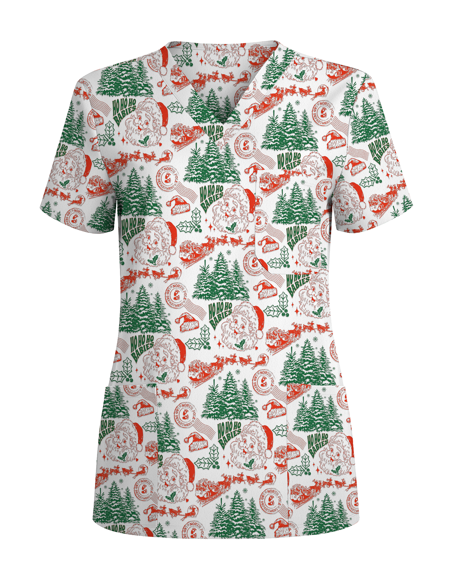 Funny Ho Ho Ho Babies Christmas Scrub Top
