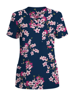 Elegant Pink Sakura Floral Medical Scrub Top
