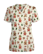 Xmas Gingerbread Nurse Holiday Nursing Scrub Top